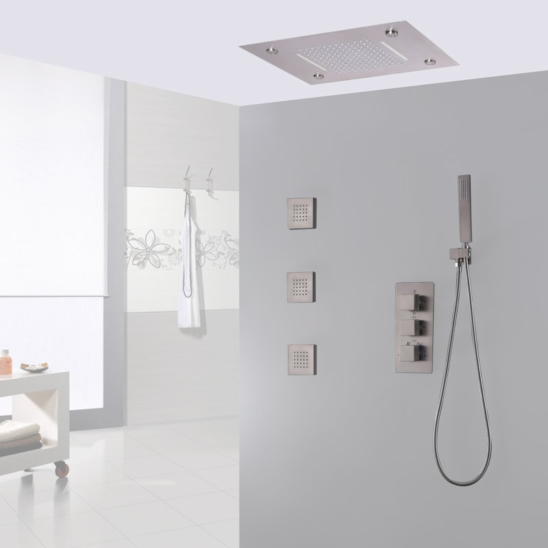 Système de douche complet avec valve brute, Nickel brossé