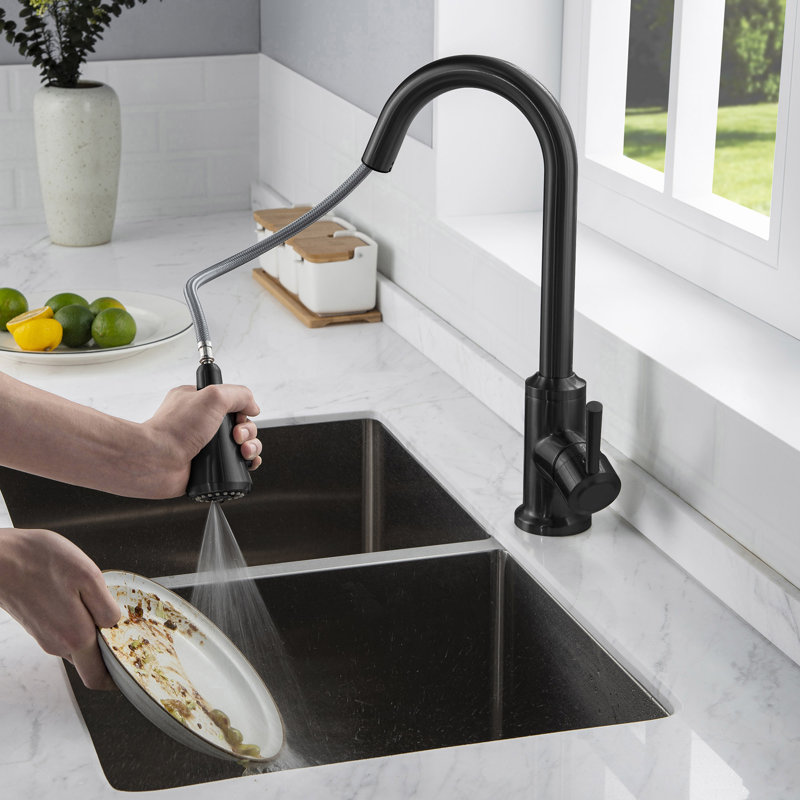 WoodBridge Pull Down Kitchen Faucet, Matte Black