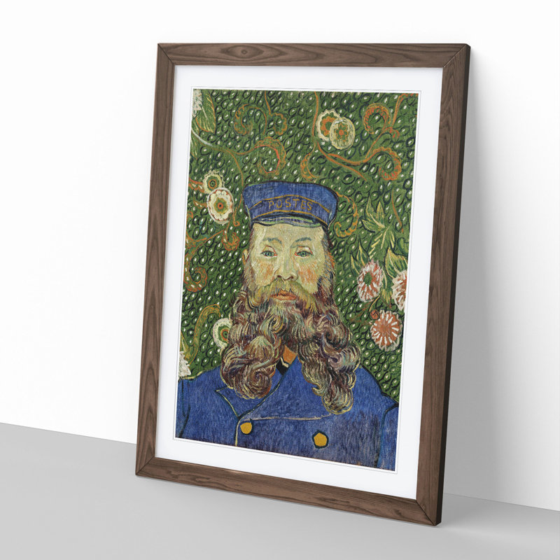 The Postman Joseph Roulin Vol.1 by Vincent Van Gogh - Picture Frame Painting, 90cm H x 65cm W x 2cm D, Walnut Framed