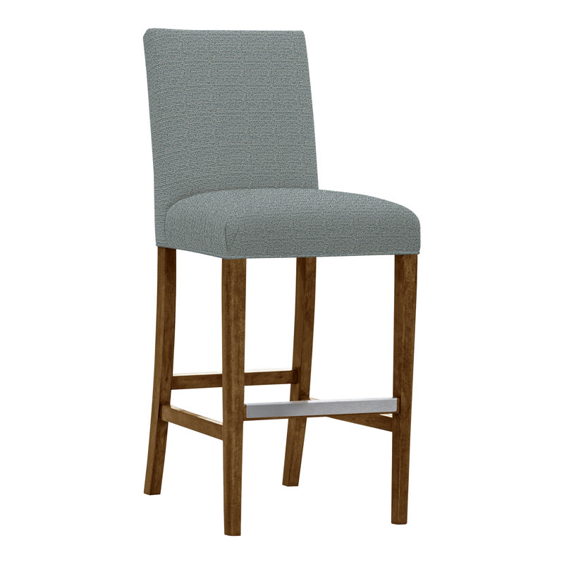 Gin Fizz Upholstered Stool with Solid Wood Frame, No, Tuck Cobalt, Hampton