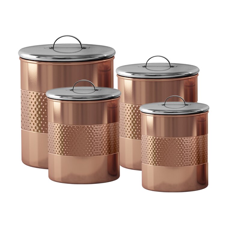 Copper Kitchen Food Canister Set of 4 by Kauri Design - Bed Bath & Beyond -  20229173