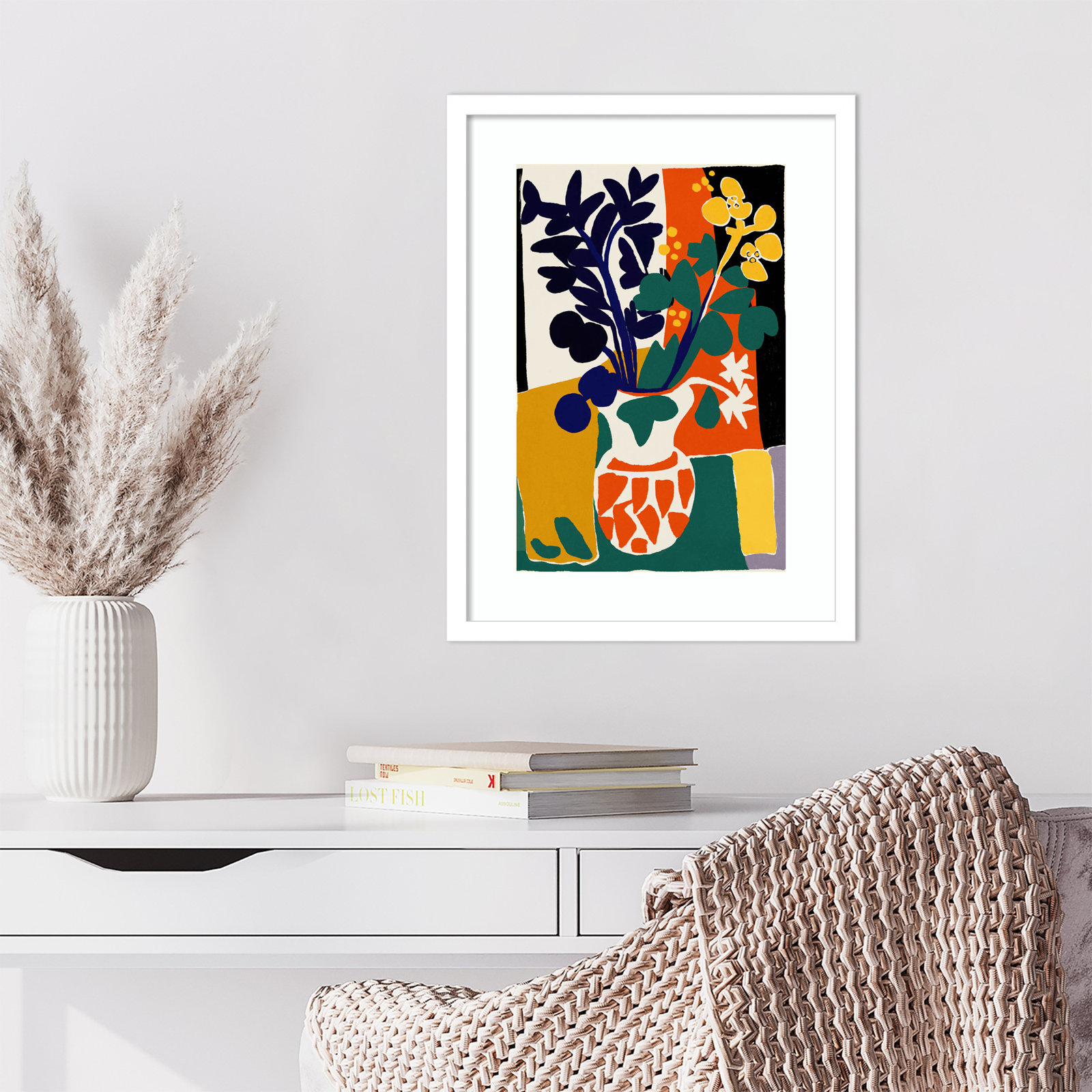 Ovando "France Floral Impressions" Print, White, 21" H x 16" W