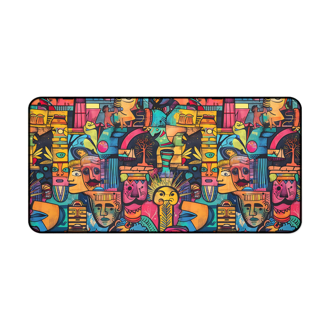 Colorful Tribal Masks Mouse Mat, Abstract Art Mousepad, Unique Desk Decor, Office Accessories, Available in 3 Sizes