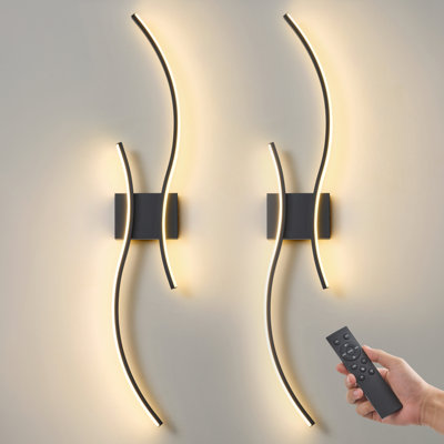 2-Pack Battery Operated Wall Sconces with Remote Control, Non-Hardwired LED Flush Mounted Sconces