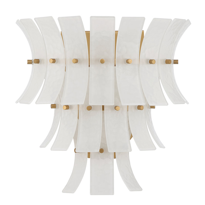 3 Light Sconce, Aged Brass/White