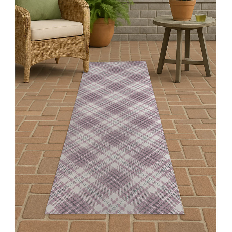 Chinny Tartan Non-Slip Outdoor Rug, Runner 2'6" x 8'