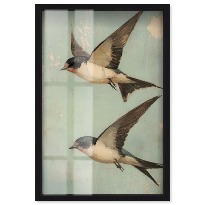 Décoration de chambre azur Swift I Shadowbox Print par Art Remedy, cadre noir, 21 x 31