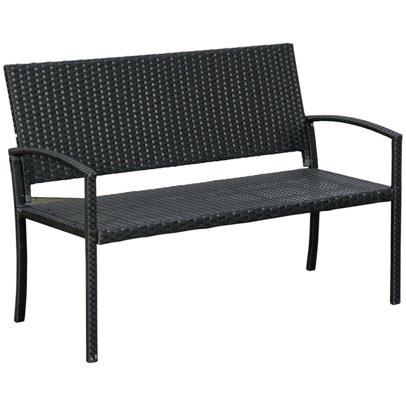 Roxane Steel Outdoor Bench, Black