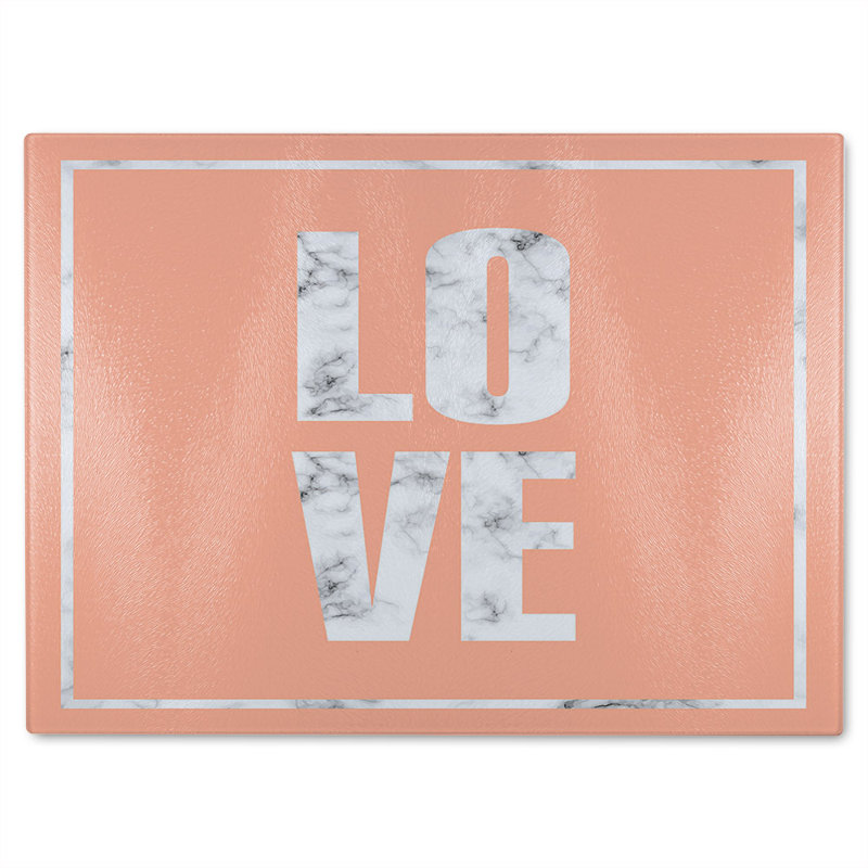 Love Marble Glass Chopping Board, 28cm L x 20cm W