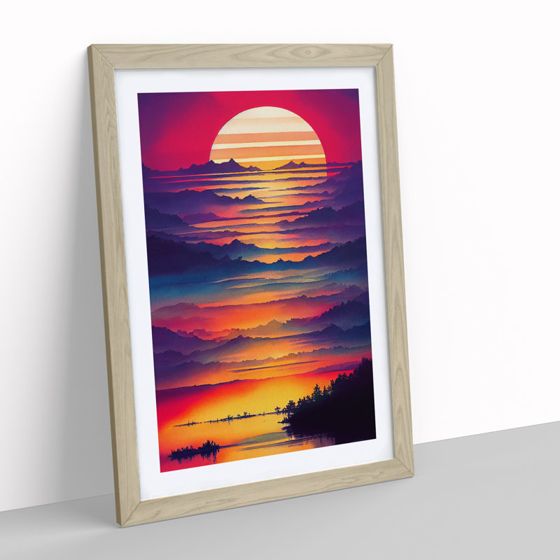 Mountain Sunset No.2 - Framed Print, 46cm H x 34cm W x 2cm D, Oak