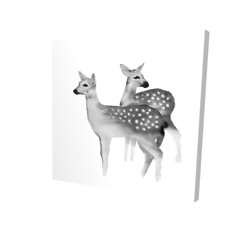 White Animals Rustic Canvas - Faon Black and White Home Decor