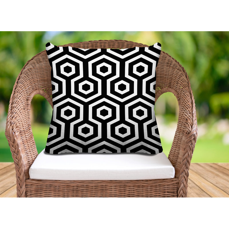 Hilton Geometric Outdoor Reversible Throw Pillow, 19H" x 19W", Black