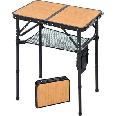 Table de camping pliante, table de pique-nique portable, table pliante en aluminium, 3 tables de salle à manger réglables et légères pour camping-car, pique-nique, plage (motif en bois)
