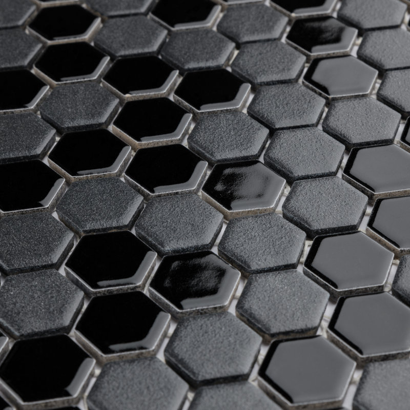 Citi Hex Black 10-1/4" x 11-7/8" Porcelain Mosaic Tile