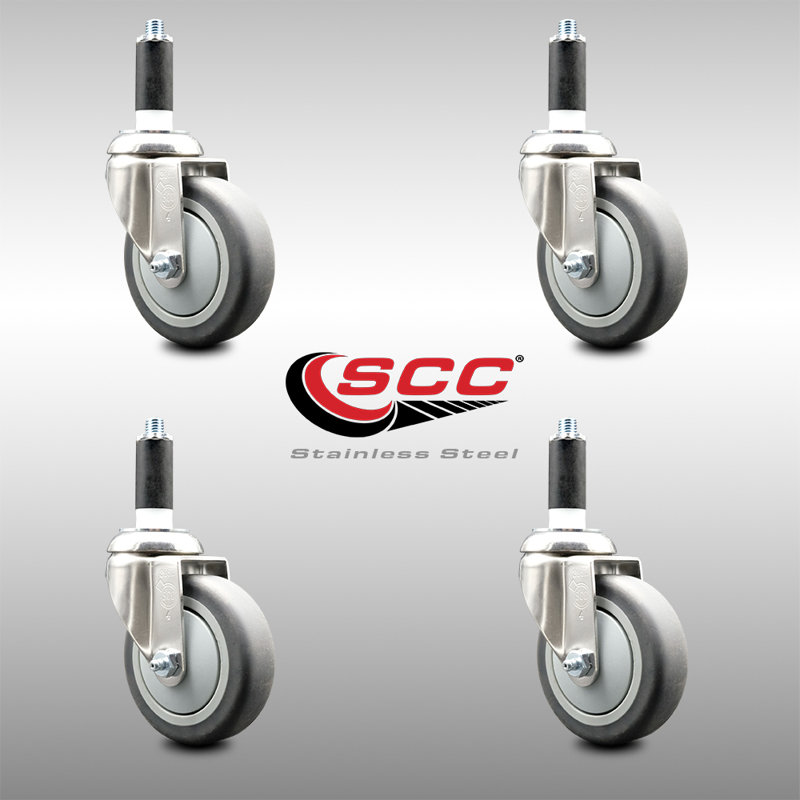 316SS Thermoplastic Rubber Swivel Expanding Stem Caster Set