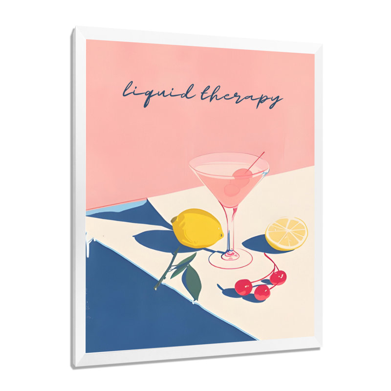 Rose, art martini et citron, Cadre photo blanc, H 32 po x l 24 po