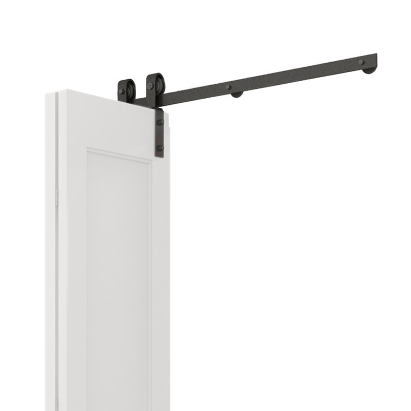 Black Steel Single Door Barn Door Hardware Kit Standard Single