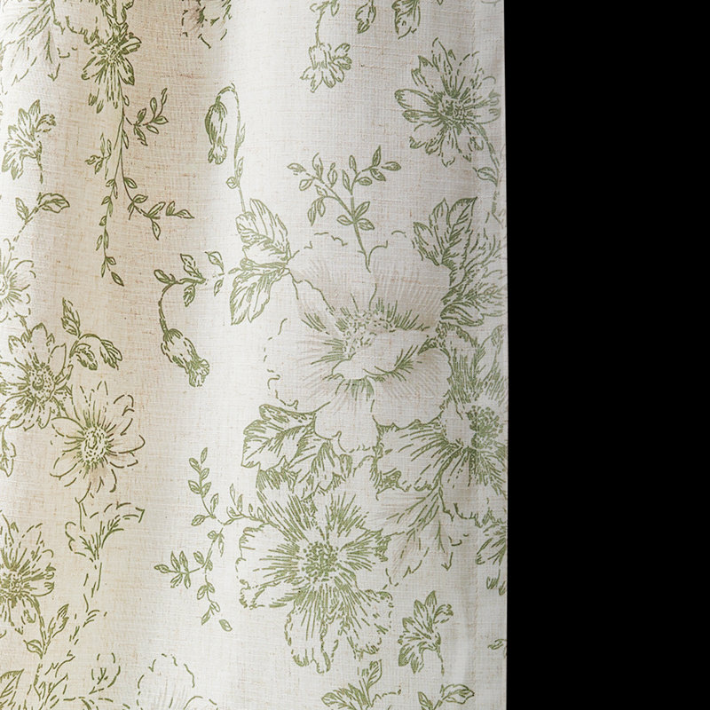 Paire de rideaux occultant en lin avec passe-tringle, Vert, L 50 po x L 96 po