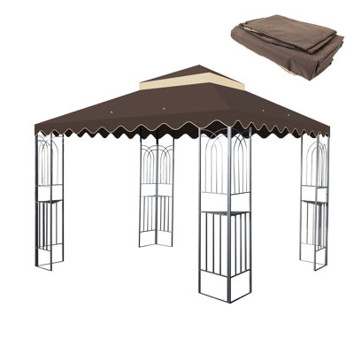 Auvent de remplacement pour pavillon de jardin 10 pi x 10 pi en rouge. Tissu résistant et imperméable. Filet de toit à deux niveaux et drainage pour tissu d'extérieur protégé du patio. Drains vers de Sun Bugs