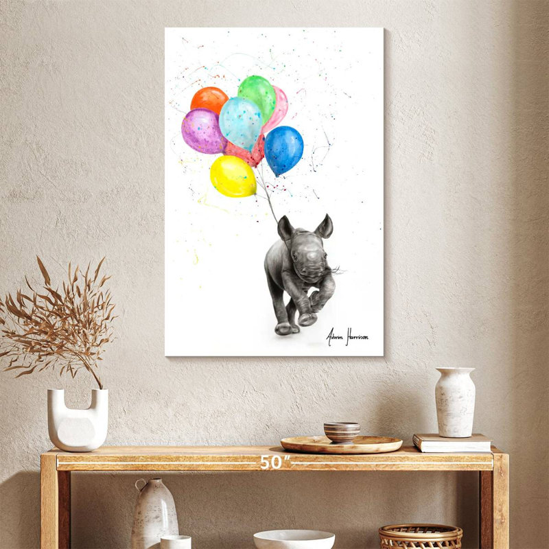 Brampt le rhinocéros et les ballons, H 39 po x l 26 po