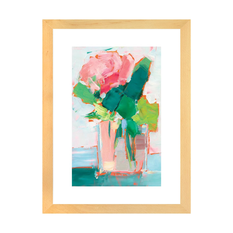 «Cut Flowers II» par Ethan Harper - reproduction d'art, H 24 po x l 16 po x P 1 po, Toile avec cadre en bois beige, Blanc