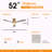 52 Inch Decorative LED Ceiling Fan With Dimmable LED Light 6 Speed Remote 3 Solid Wood Blades Reversible DC Motor For Living Room-1079588428-1079588426
