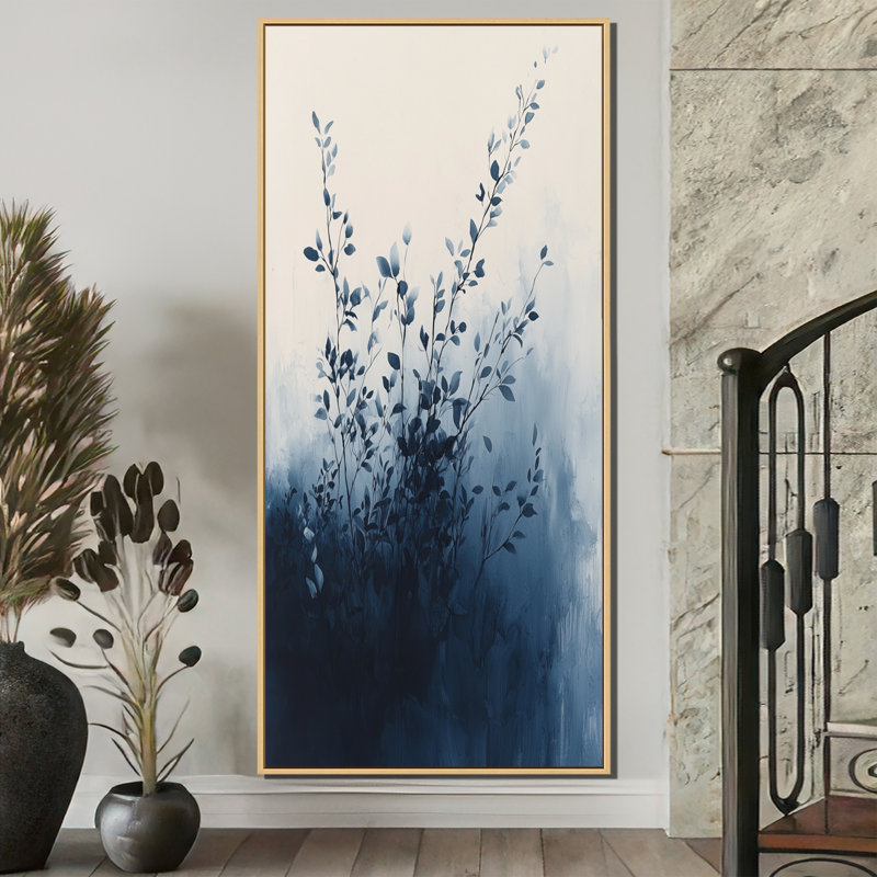Minimalisme, solitude des feuilles en monochrome I - plantes, art mural, H 60 po x l 28 po, Crème, crème