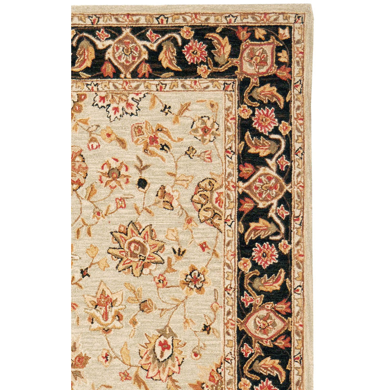 Tapis ivoire en laine crocheté à la main Hollander, Rectangle 2 pi 6 po x 4 pi