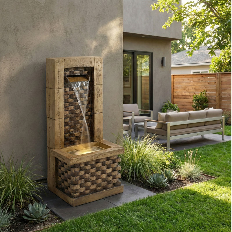 Outdoor Waterfall Fountain with Lights