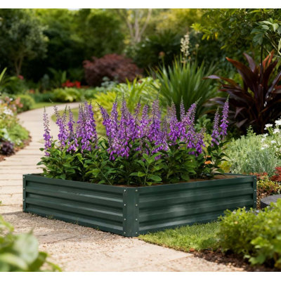 Metal Planter Box,Galvanized Raised Garden Bed,For Growing Vegetables,Flowers,Herbs,Succulents