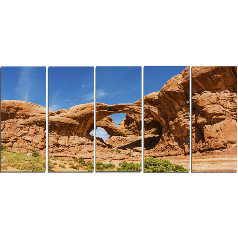 Double Arch in Arches National Park, ensemble de 5 reproductions de photos sur toiles tendues
