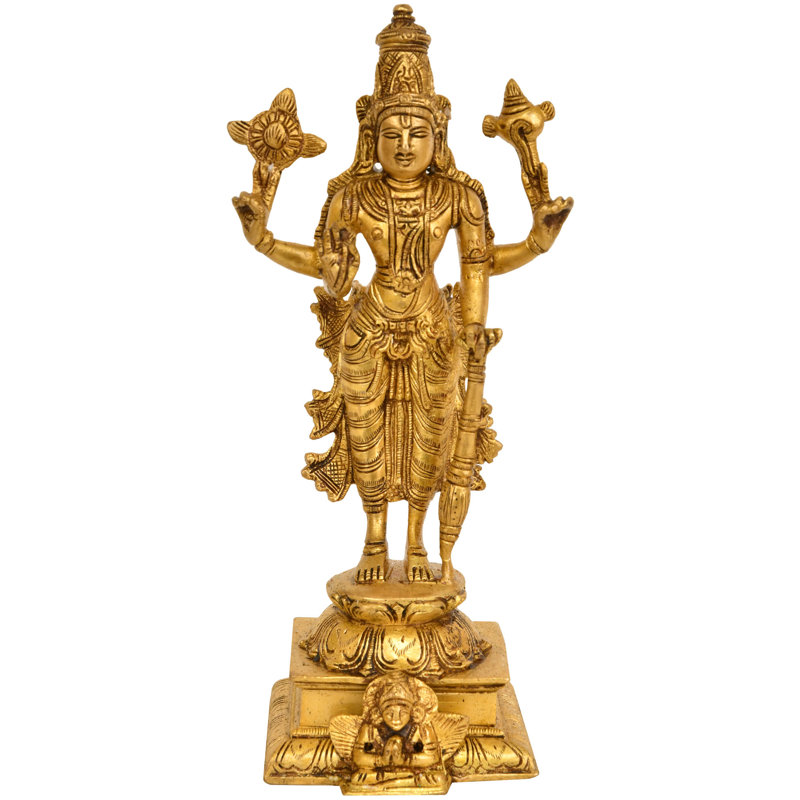 Statue de lord Vishnu debout sur un piédestal Garuda