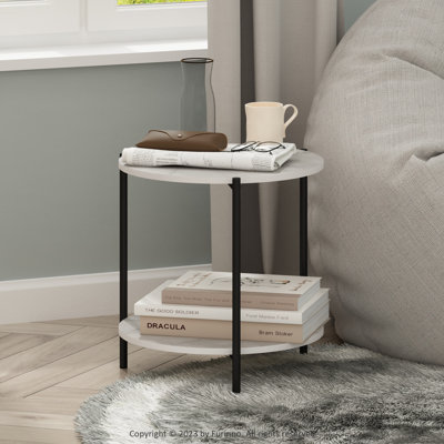 Caureen 2-Tier Modern Tall Round Side End Table with Sturdy Metal Legs