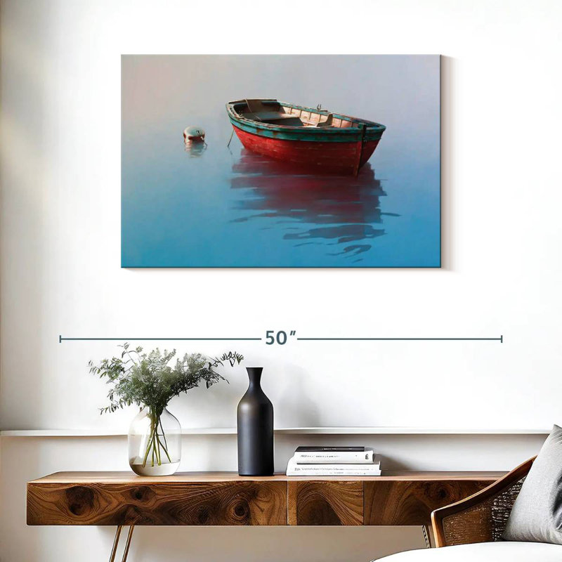 Mehar Red Rowboat On Calm Waters