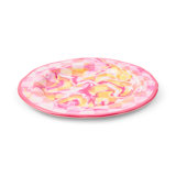 Pink Marble Check Melamine Dinner Plates