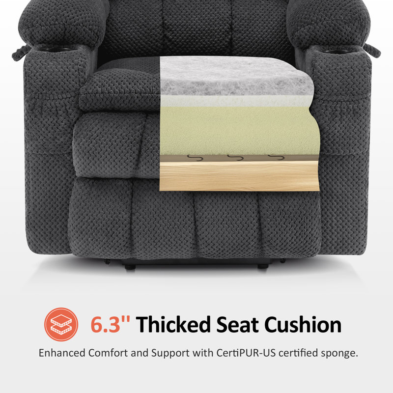 Small Dual Motor Power Recliner Lift Chair with Massage and Heat, Infinite Position, Fabric, Dark Gray