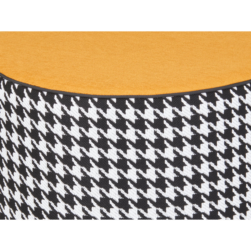 Calybabu Outdoor Pouf, White/Black Houndstooth