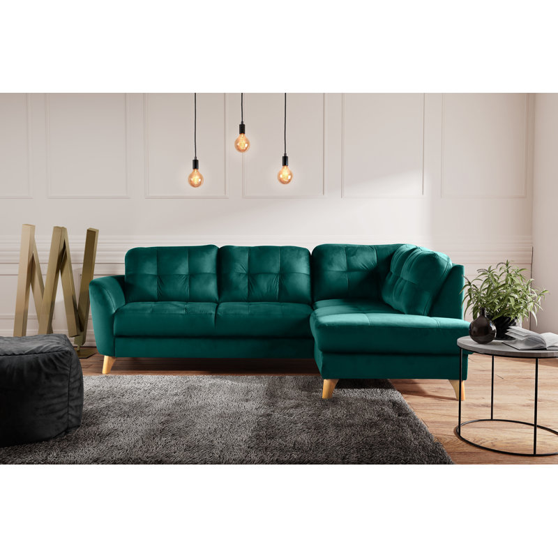 Hunnewell Sleeper Corner Sofa, Teal, Right Hand Facing