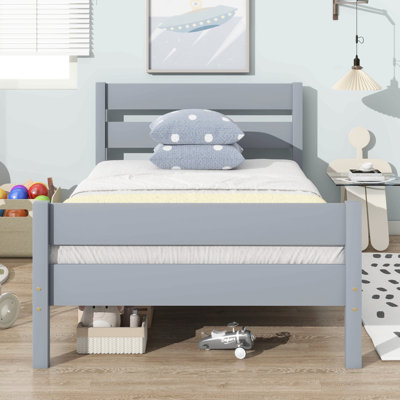 Twin Bed With Headboard And Footboard,Rubber Wood Bed by Alwyn Home