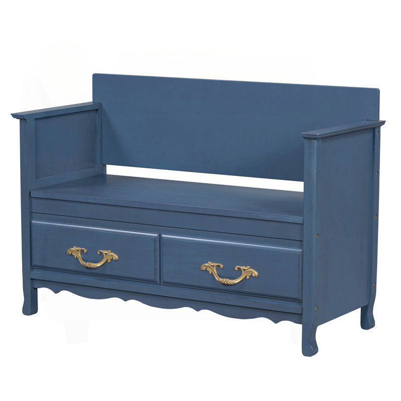 Versatile Shoe Bench with Hidden Storage and Smooth Opening Mechanism, Antique Navy
