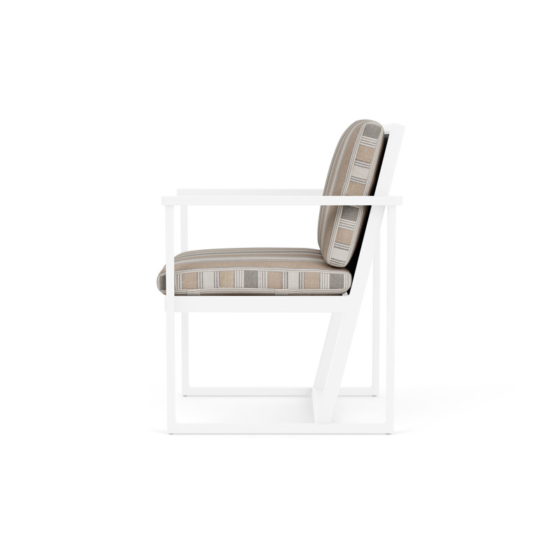 Summit Outdoor Dining Armchair, Pewter, Purveyor Pewter, White