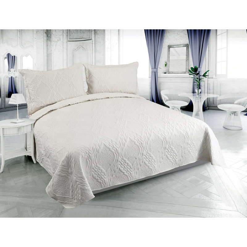 Ensemble de courtepointe 2 pièces Marina Soft Home, Courtepointe simple + 1 taie décorative simple, Crème
