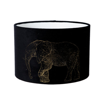 Velvet Drum Lamp Shade ( Screw On ) in Black
