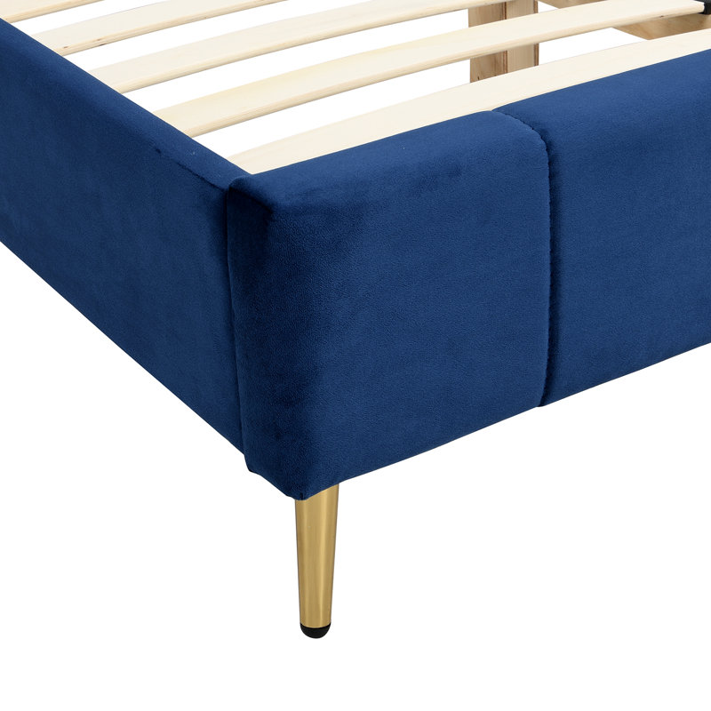 Leia Upholstered Bed, Double (4'6), Navy