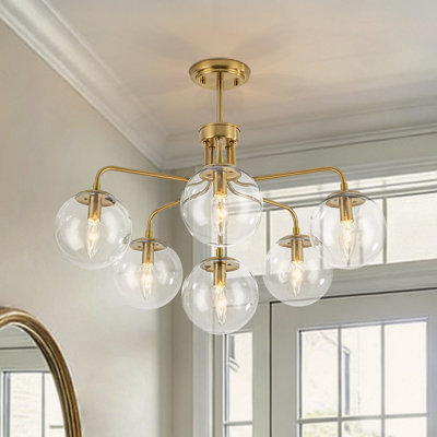 6 - Light Glass Globe Sputnik Semi Flush Mount