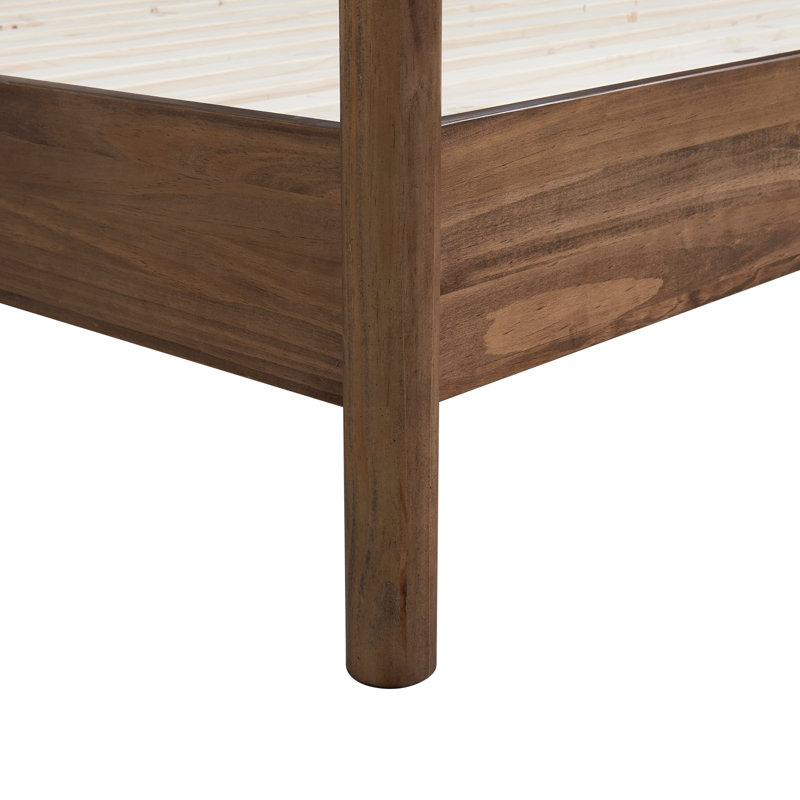 Adem Queen Canopy Bed Set, Dark Walnut