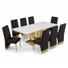 Ensemble de salle à manger en marbre blanc avec chaises d'appoint en velours