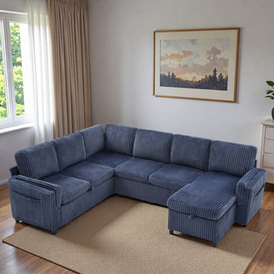 Convertible Sectional Sofa with Pull Out Sofa Bed, USB Ports, Side Storage Pockets, Ample Storage Space and Reversible Storage Chaise Lounge