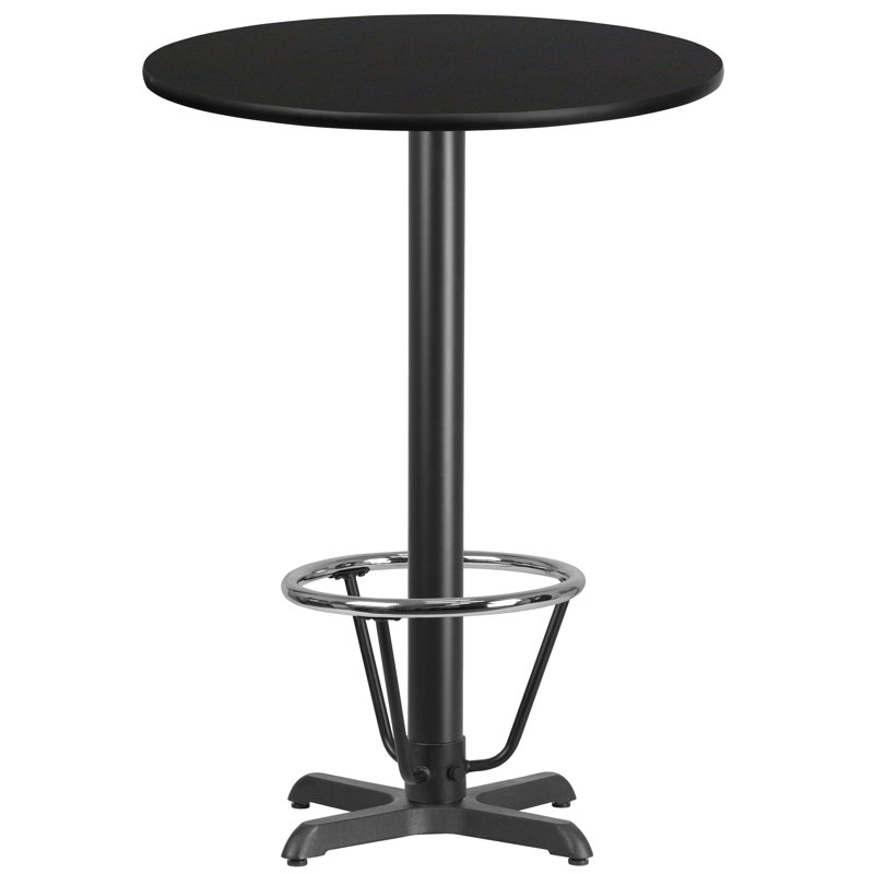 Baskin 24'' Round Laminate Table Top with 22'' x 22'' Bar Height Table Base, 43.125" H x 30" L x 30" W, Black