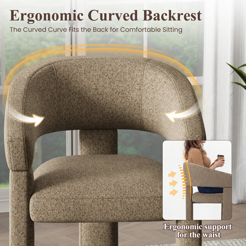 48 cm H Chenille Low Back Armchair, Camel